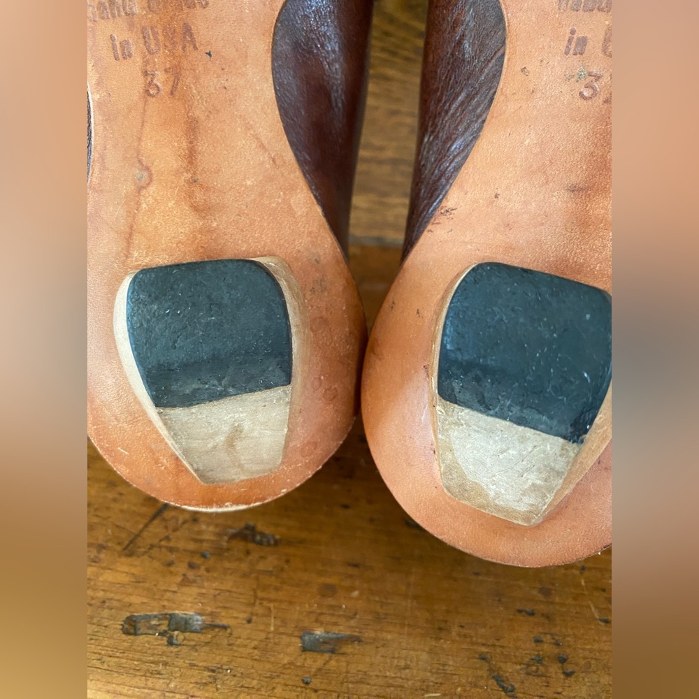 Cydwoq Vintage 37 7 brown leather kitten heel pump bow tie Moroccan slipper - Picture 15 of 16